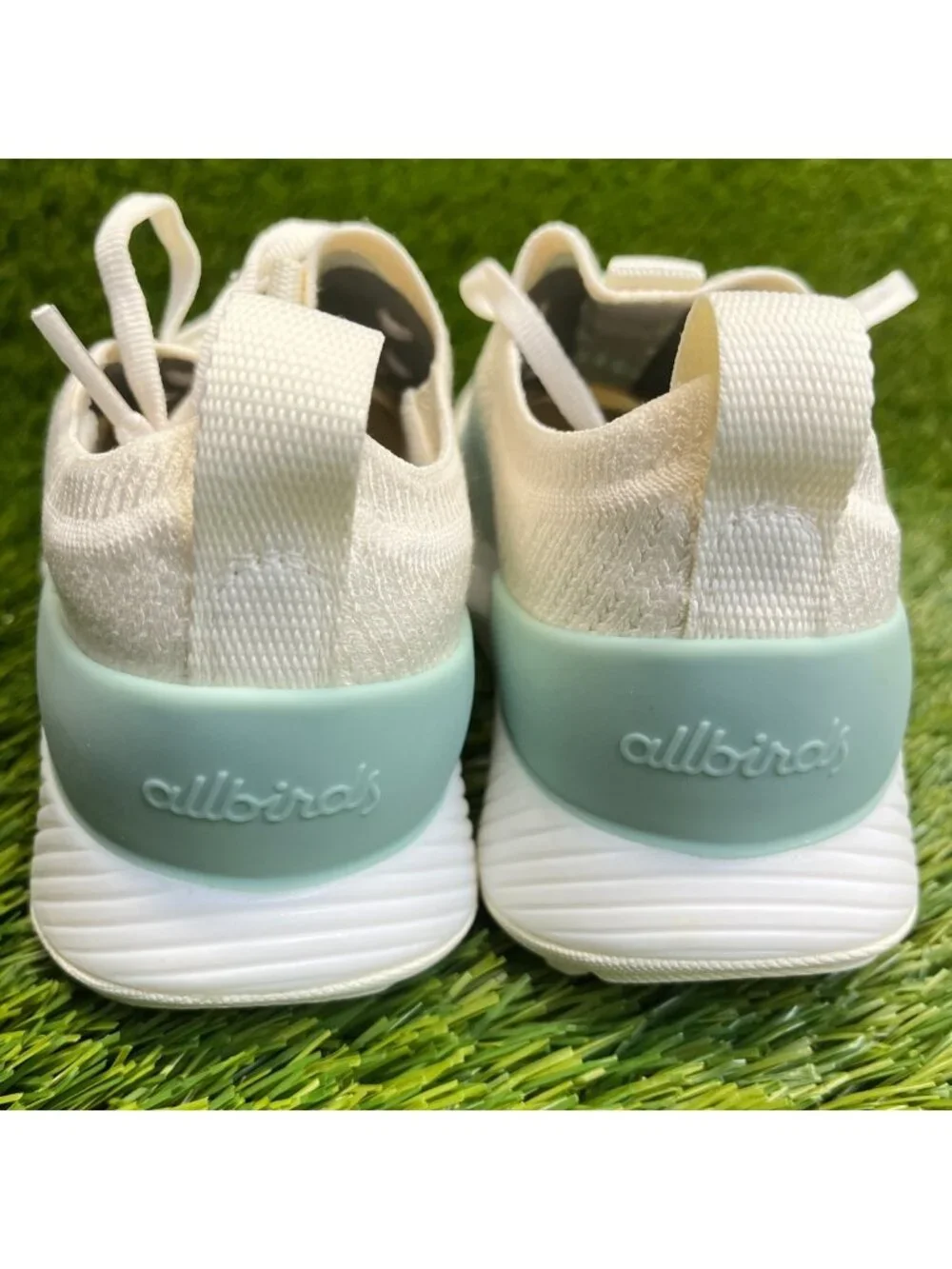 Allbirds Tree Glider Womens Size 5.5 Beige Blue Athletic Running Shoes Sneakers